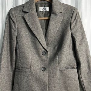 Tahari ASL Grey Herringbone Pant Suit